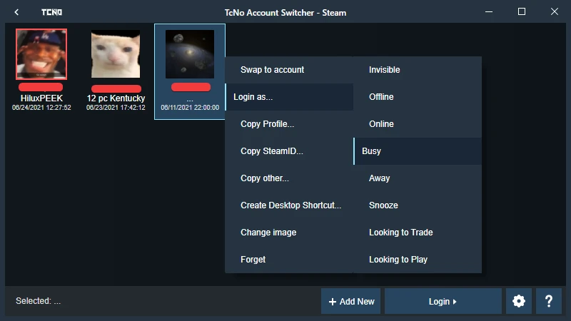 TcNo Account Switcher on Status Picker