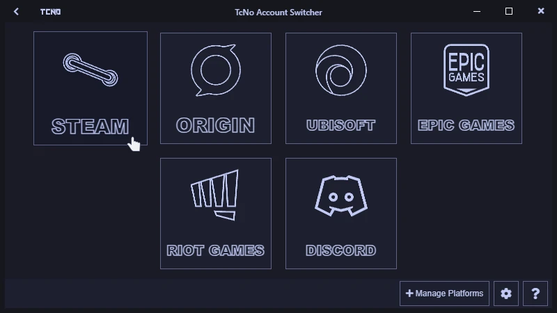 TcNo Account Switcher with the Tokyo Night theme